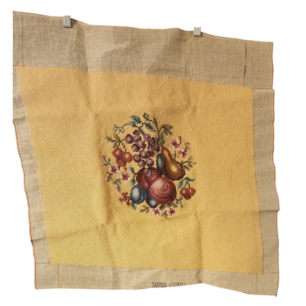 VTG Needlepoint Canvas Fruit Still Life Project For Picture Or Furniture